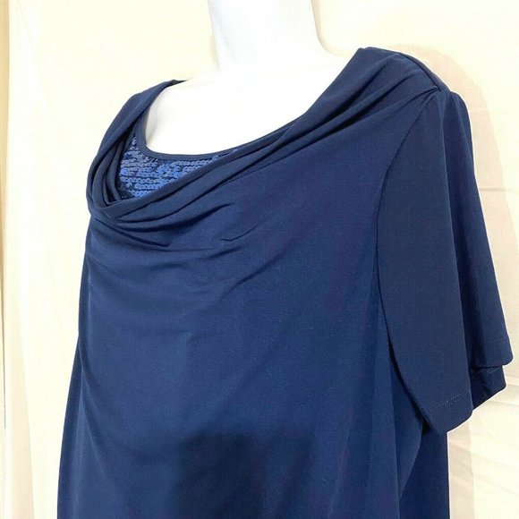 Woman Within Blue Sequin Dress Looks Like 2 Piece - Picture 4 of 5